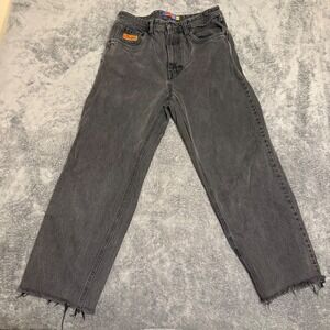 Empyre Relax Jeans Black Denim Vintage Frayed Sz 32